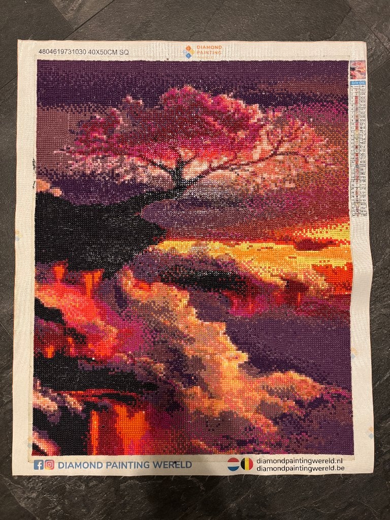 Afgemaakte Diamond Painting met kleurrijk natuurtafereel, Minder dan 50 cm, Oorspronkelijke maker, Nieuw, Ophalen of Verzenden