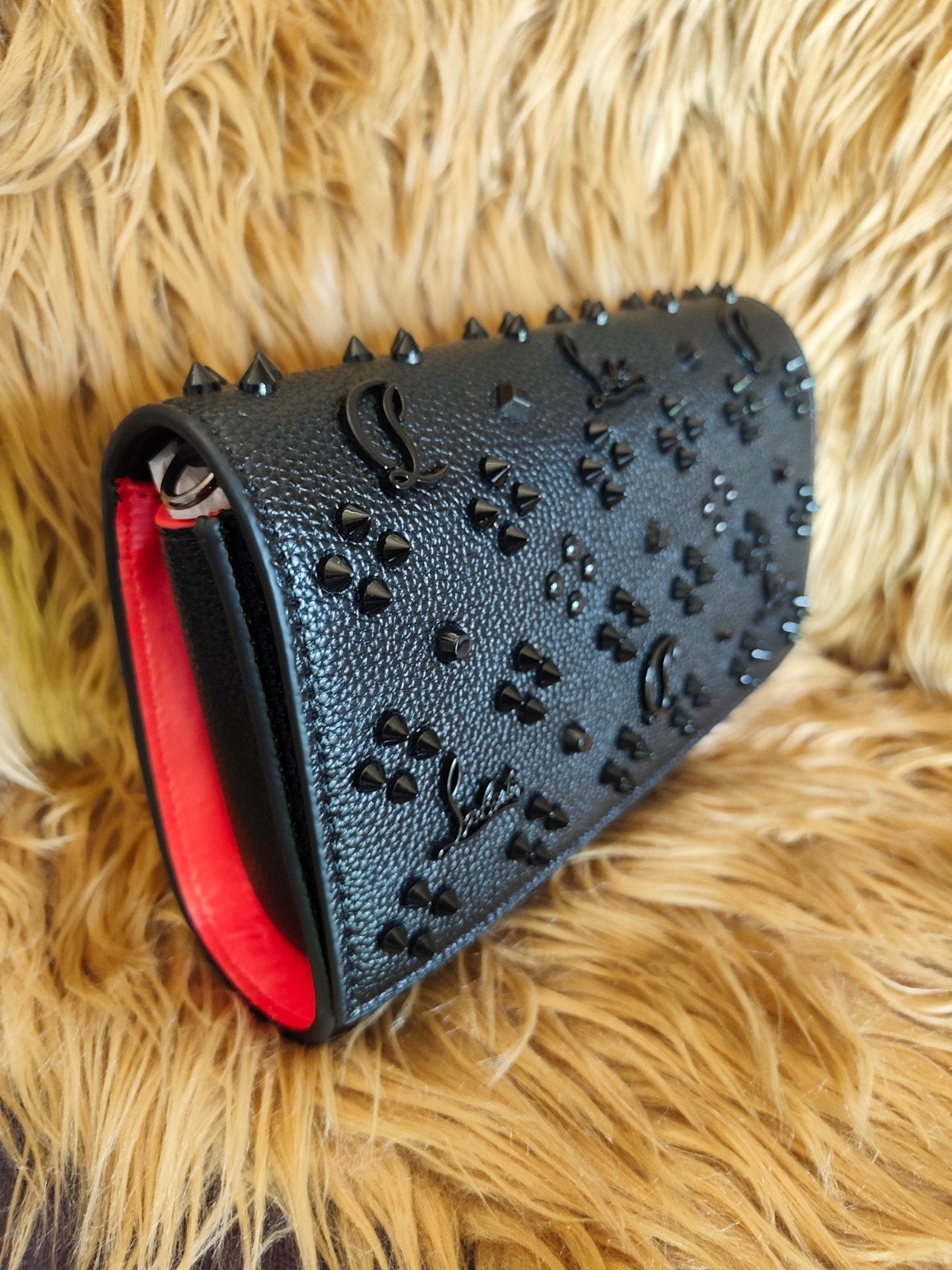 Christian Louboutin Jet Black Schoudertasje met Studs, Ophalen of Verzenden