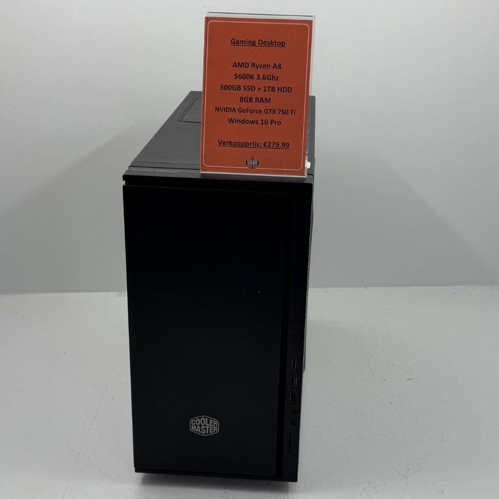 Cooler Master Desktop | AMD A8-5600K 8GB RAM GTX 750 Ti, Computers en Software, Desktop Pc's, Zo goed als nieuw, 3 tot 4 Ghz, SSD