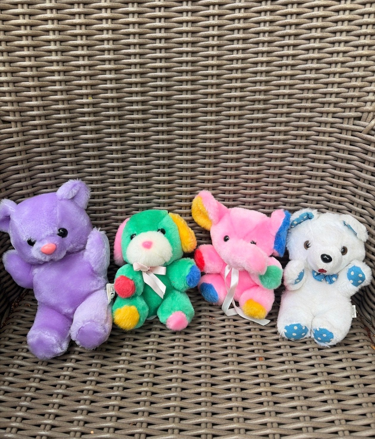 Vintage kleurrijke knuffeldiertjes, Kinderen en Baby's, Speelgoed | Knuffels en Pluche, Paars, Beer, Ophalen of Verzenden, Zo goed als nieuw