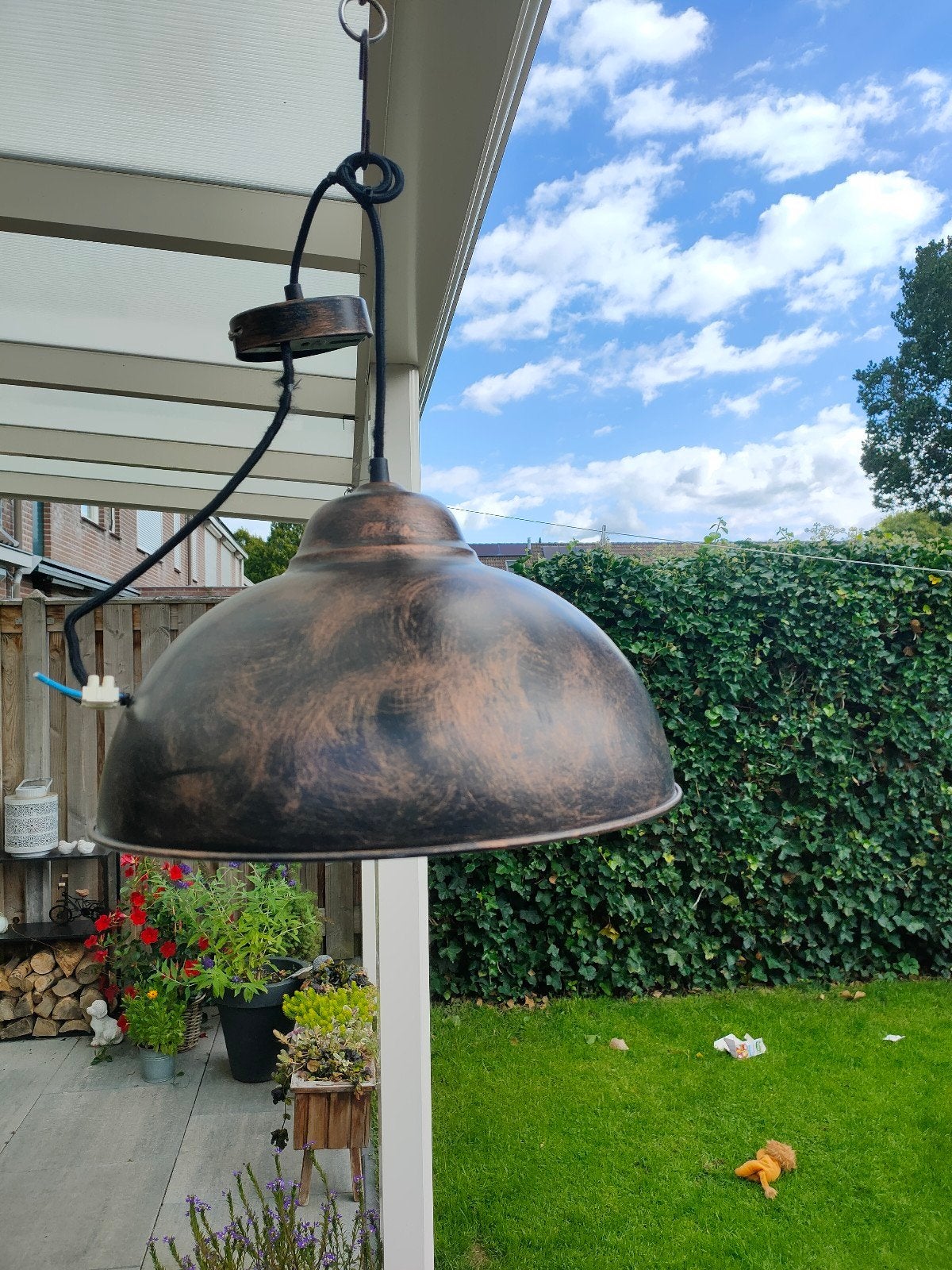 Hanglamp, Ophalen of Verzenden, Gebruikt, Metaal, Industrieel