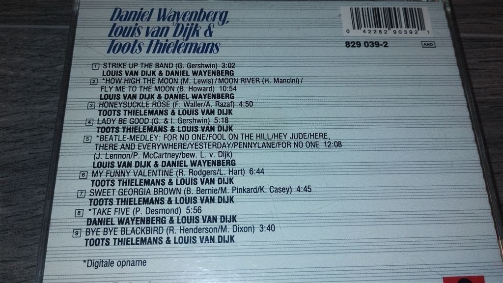 Daniel Wayenberg / Louis van Dijk / Toots Thielemans, Cd's en Dvd's, Ophalen of Verzenden, 1980 tot heden, Zo goed als nieuw, Jazz