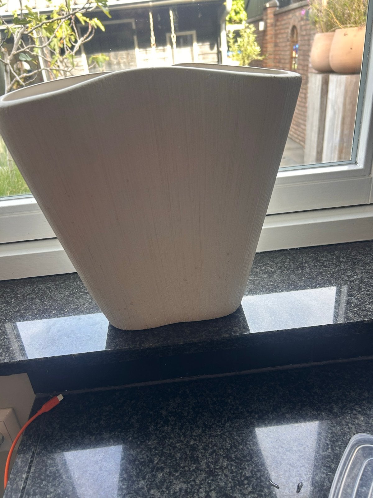 Vico Vaas - Crème sp collection, Ophalen, Gebruikt, Met patroon/structuur, Wit