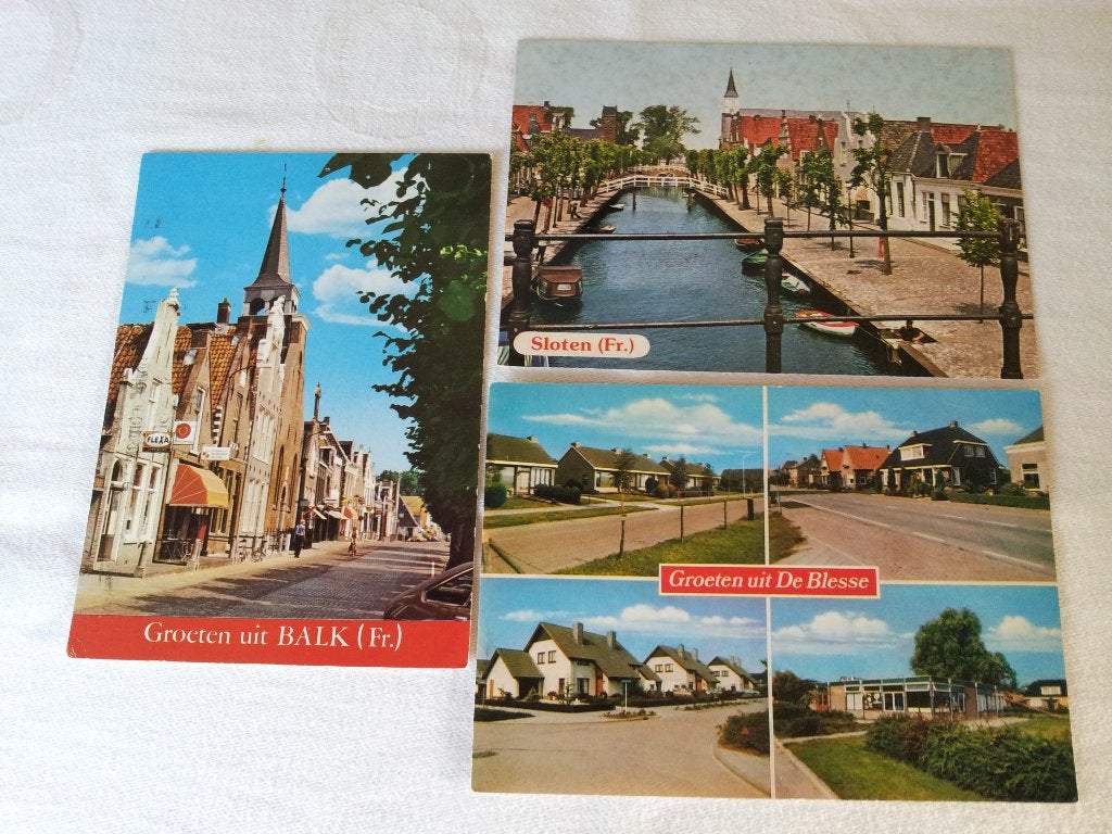 Ansichtkaarten gelopen per stuk bieden Balk Sloten Blesse, Ophalen of Verzenden, 1980 tot heden, Gelopen, Friesland