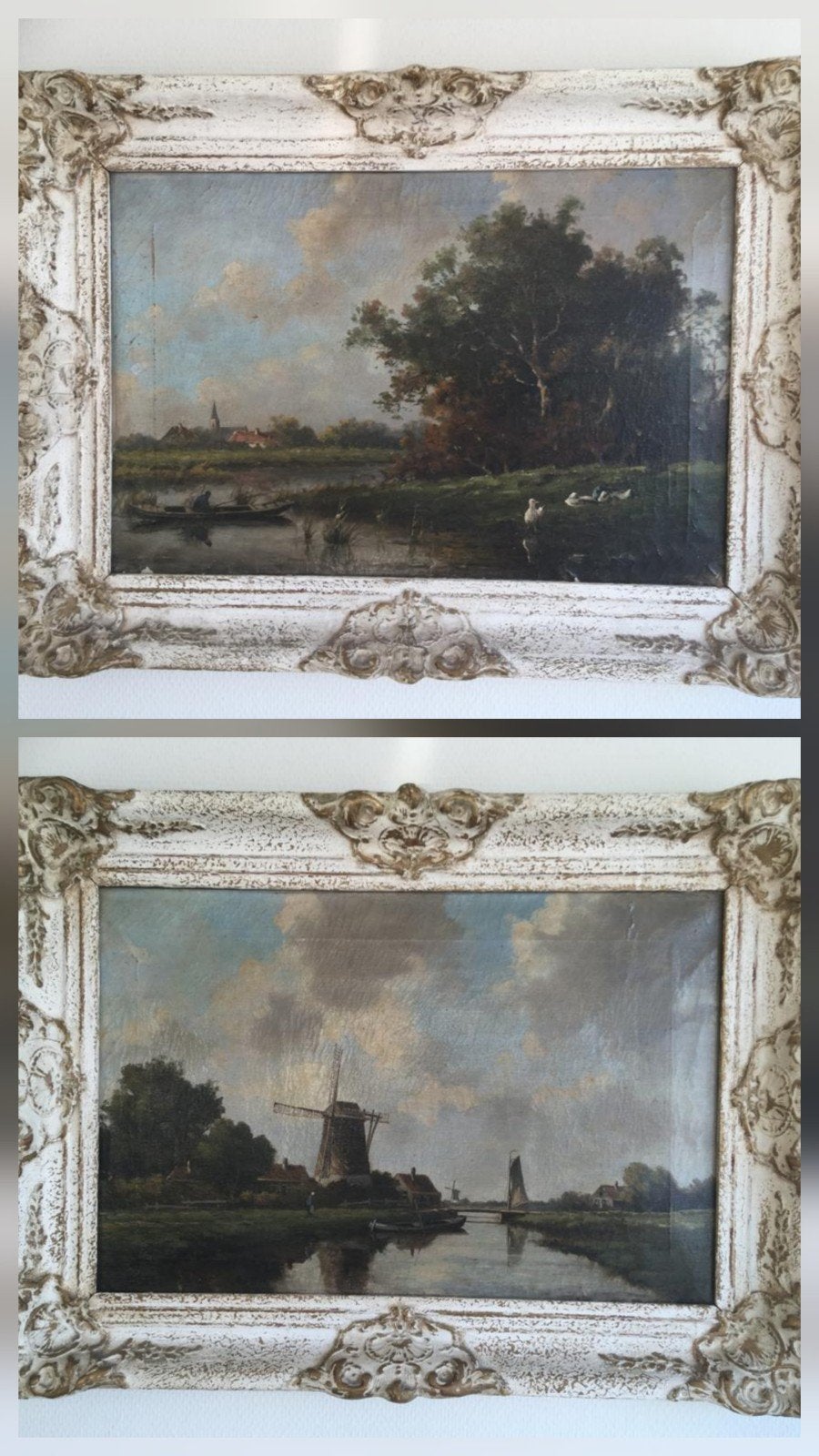 Set van 2 schilderijen (pendant) met een Hollands landschap, Antiek en Kunst, Kunst | Schilderijen | Klassiek, Ophalen