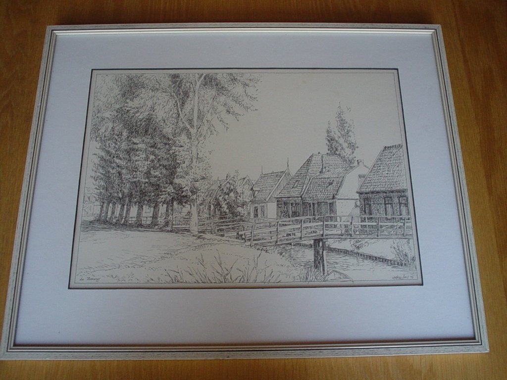 Schilderij drukwerk tekening Zeeweg Wervershoof, Ophalen of Verzenden, Zo goed als nieuw, Minder dan 50 cm, Schilderij