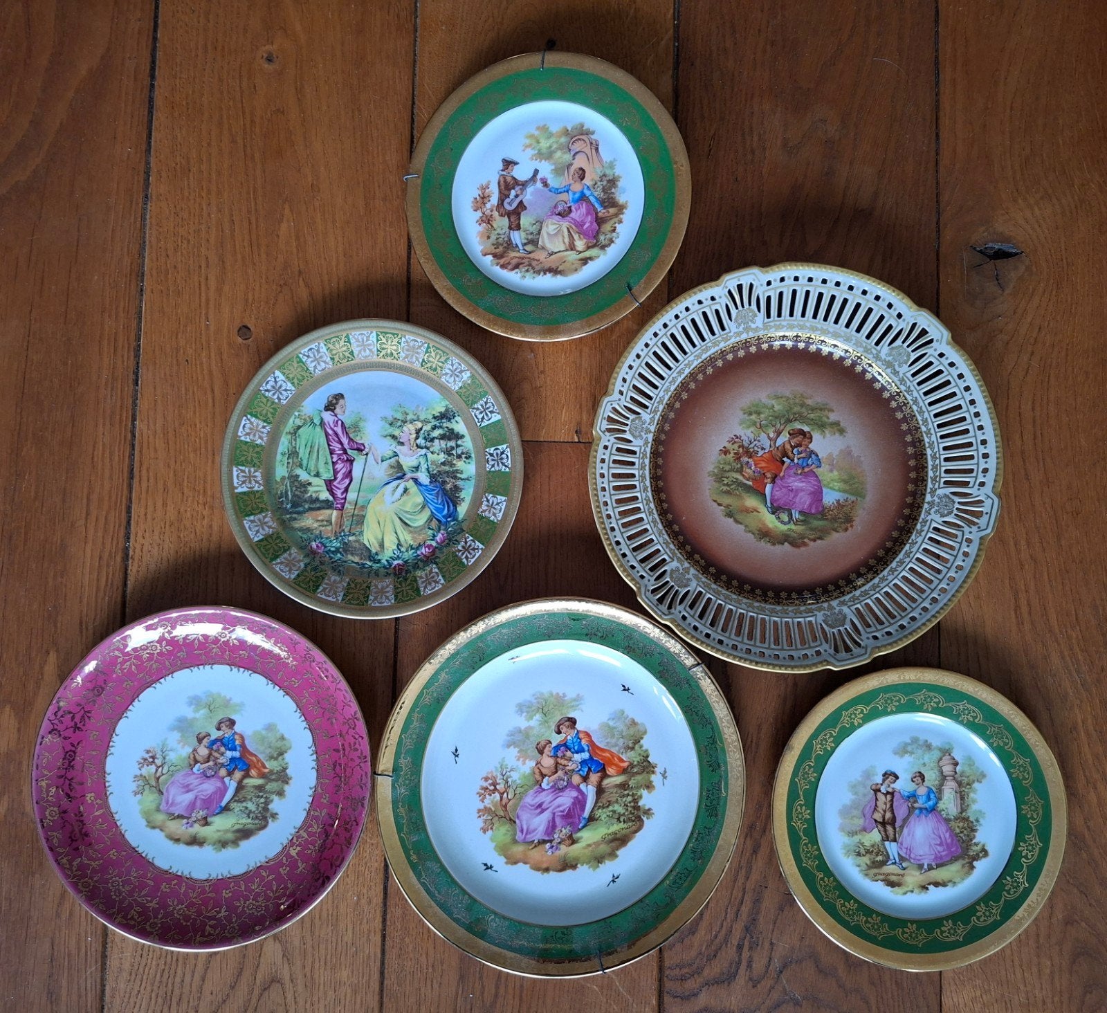 zes wandborden in Fragonard stijl...o.a Limoges, Ophalen of Verzenden