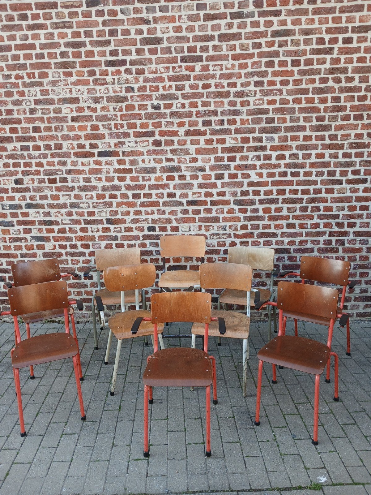 Lot vintage schoolstoelen, Ophalen, Metaal