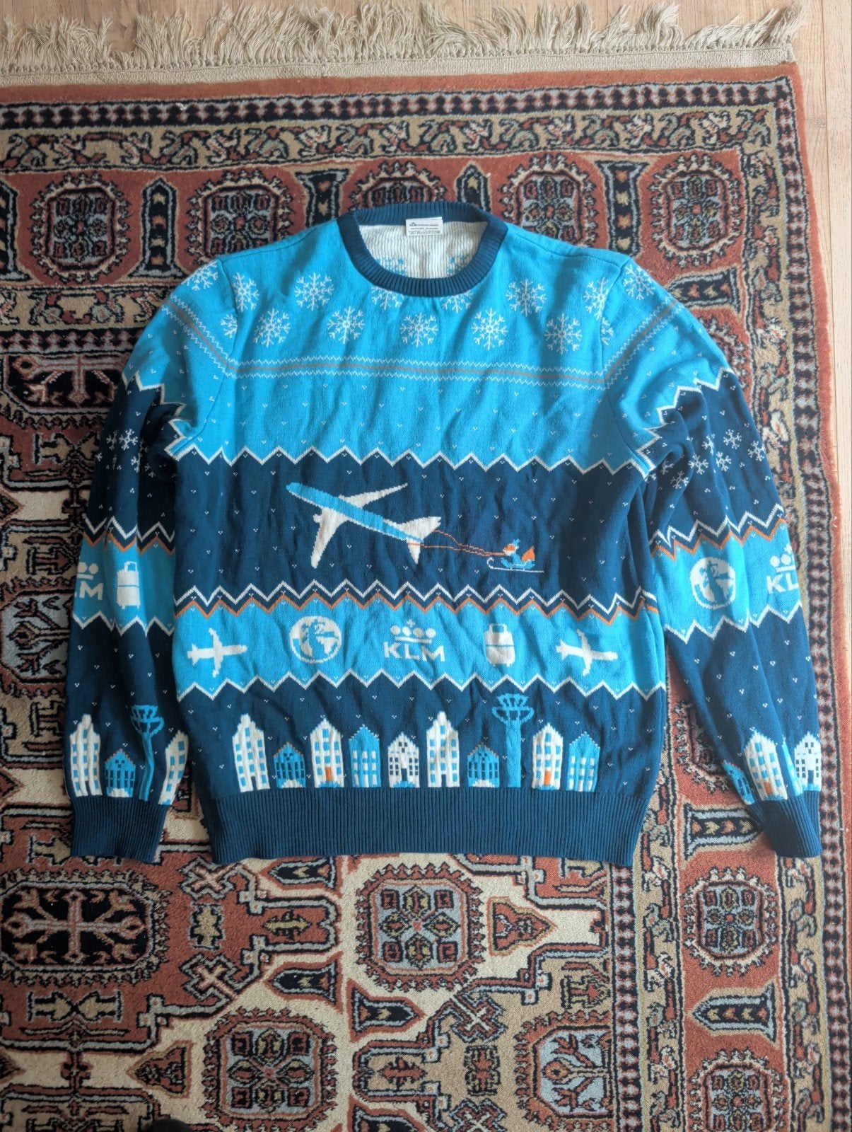 KLM Kersttrui "All I Want For Christmas Is Blue" Maat L, Maat 52/54 (L), Blauw, Ophalen of Verzenden, Zo goed als nieuw