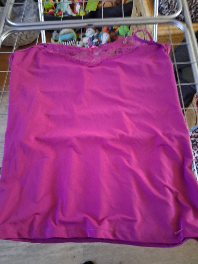 hemd met kant aan de bovenkant, Ophalen, Paars, Maat 46/48 (XL) of groter, Zonder mouw