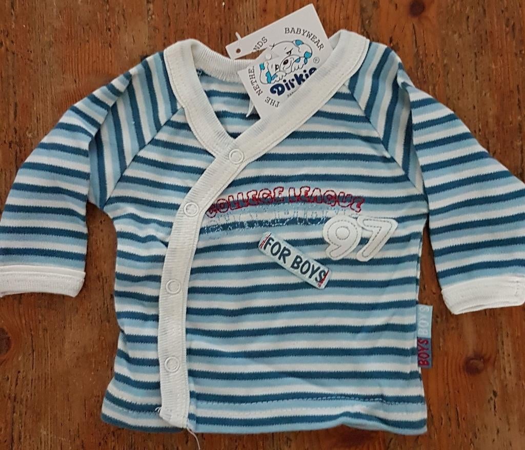 Blauw/wit truitje maat 44 / prematuur NIEUW (9267), Kinderen en Baby's, Babykleding | Prematuur, Truitje of Vestje, Dirkje, Nieuw