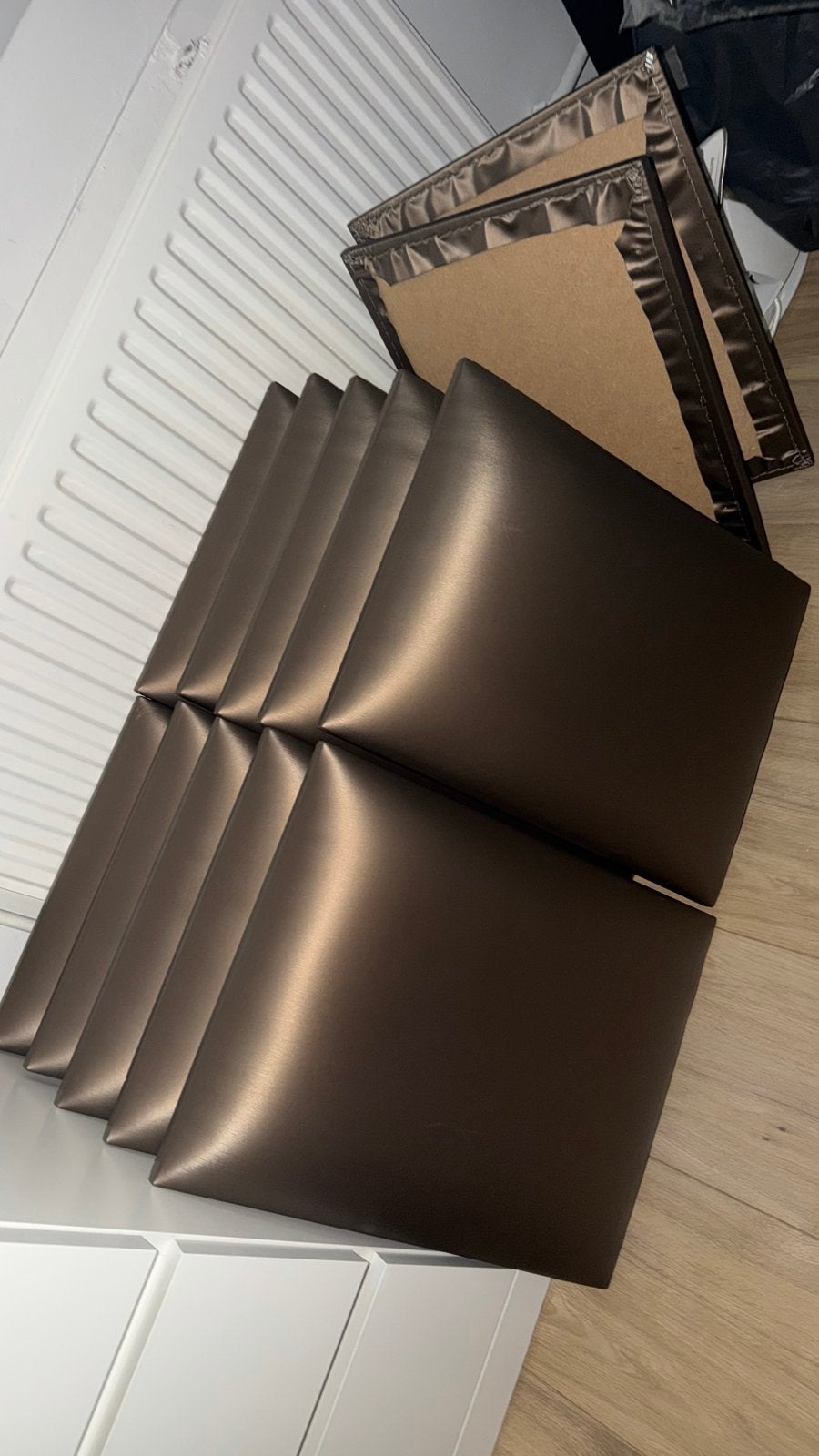 12 Luxe Bronzen Wandpanelen 39x49 cm - Hoofdbord/Wandbekledi, Ophalen, Gebruikt, Bruin, Wandbord of Wandpaneel