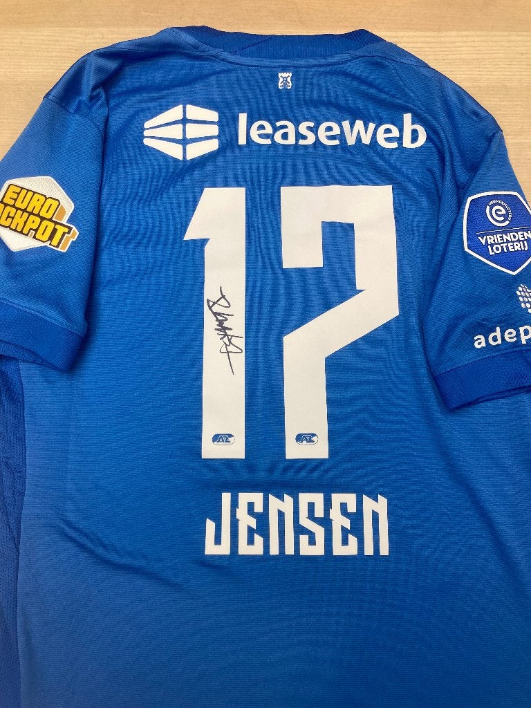 Gedragen en gesigneerd AZ shirt Isak Jensen, Ophalen of Verzenden, Gebruikt, AZ, Shirt