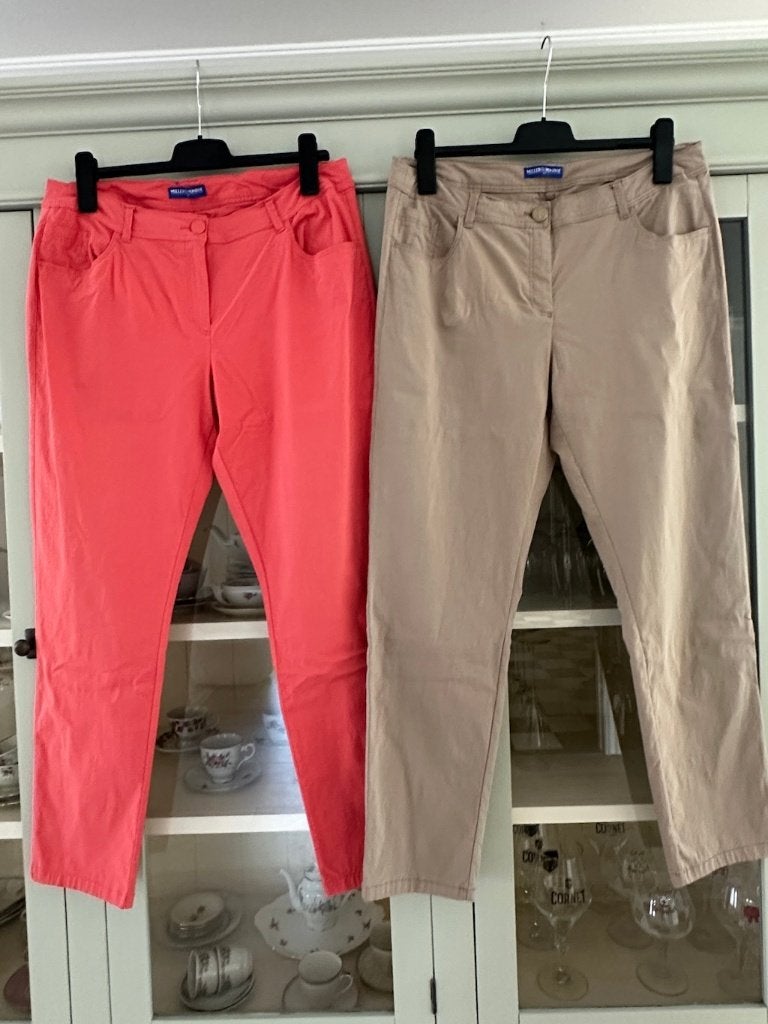 Broek Beige en Koraal Miller&Monroe maat 44 zgan, Kleding | Dames, Beige, Maat 42/44 (L), Ophalen of Verzenden, Zo goed als nieuw