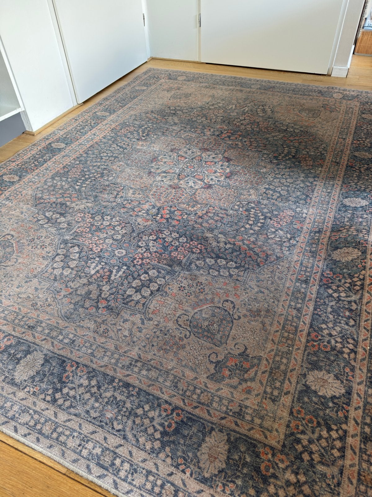 vloerkleed met Perzisch patroon, Ophalen, Gebruikt, Blauw, 150 tot 200 cm