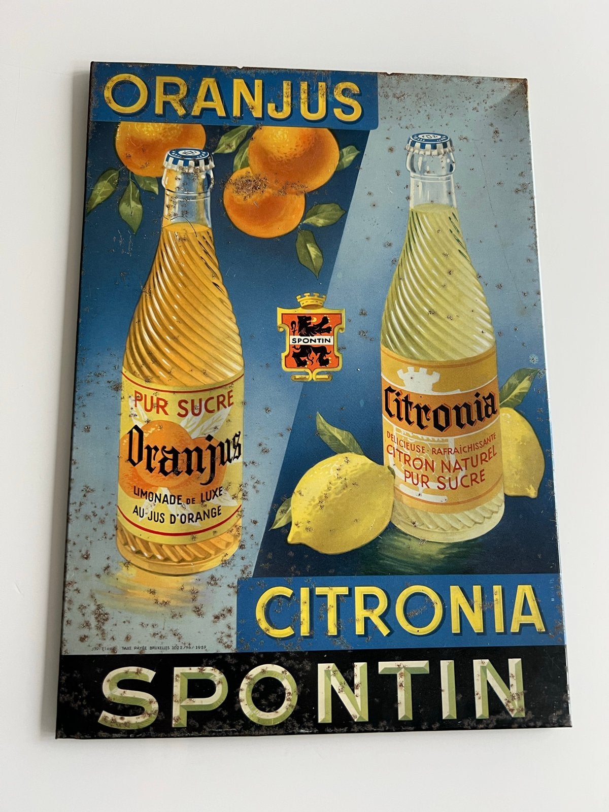 Vintage Reclamebord Oranjus Citronia Spontin, Ophalen of Verzenden