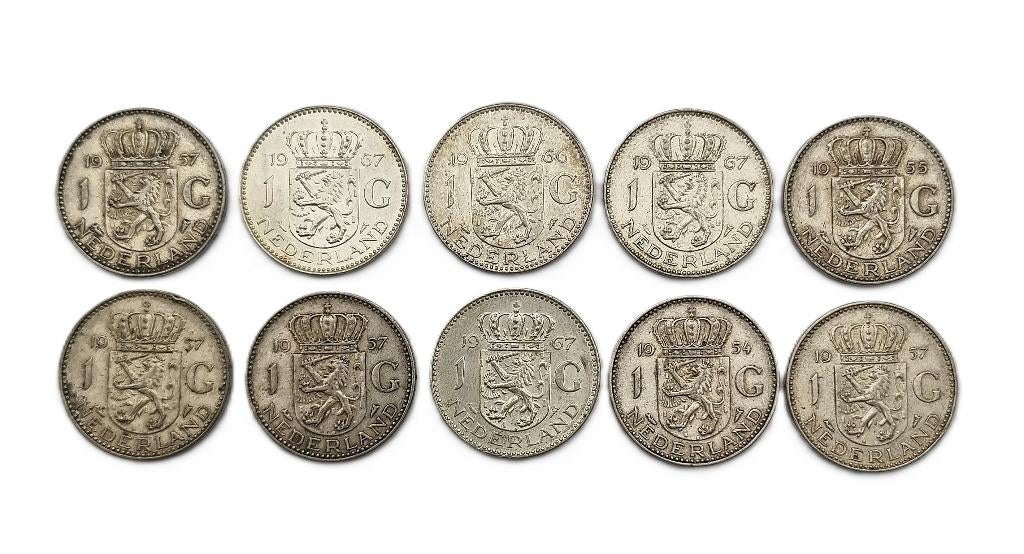 148. Zilveren guldens - Koningin Juliana, 1954–1967, Postzegels en Munten, Munten | Nederland, Ophalen of Verzenden, Koningin Juliana