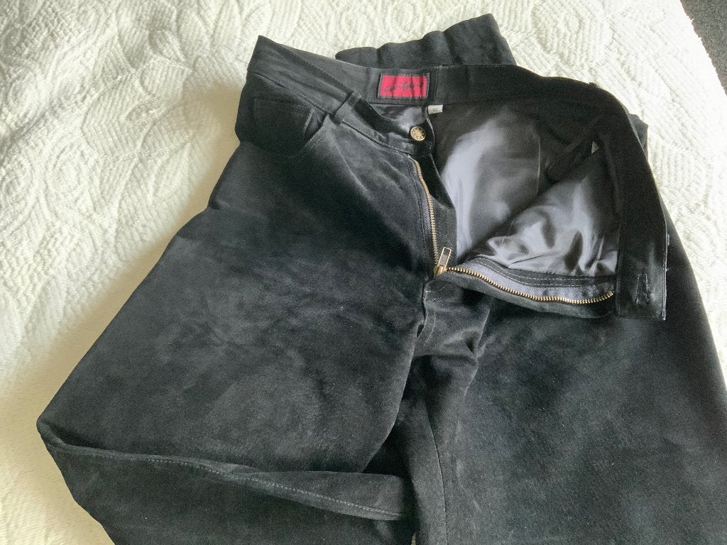 Zwarte Lederen broek Maat 42, Kleding | Dames, Zwart, Maat 42/44 (L), Ophalen of Verzenden, Zo goed als nieuw