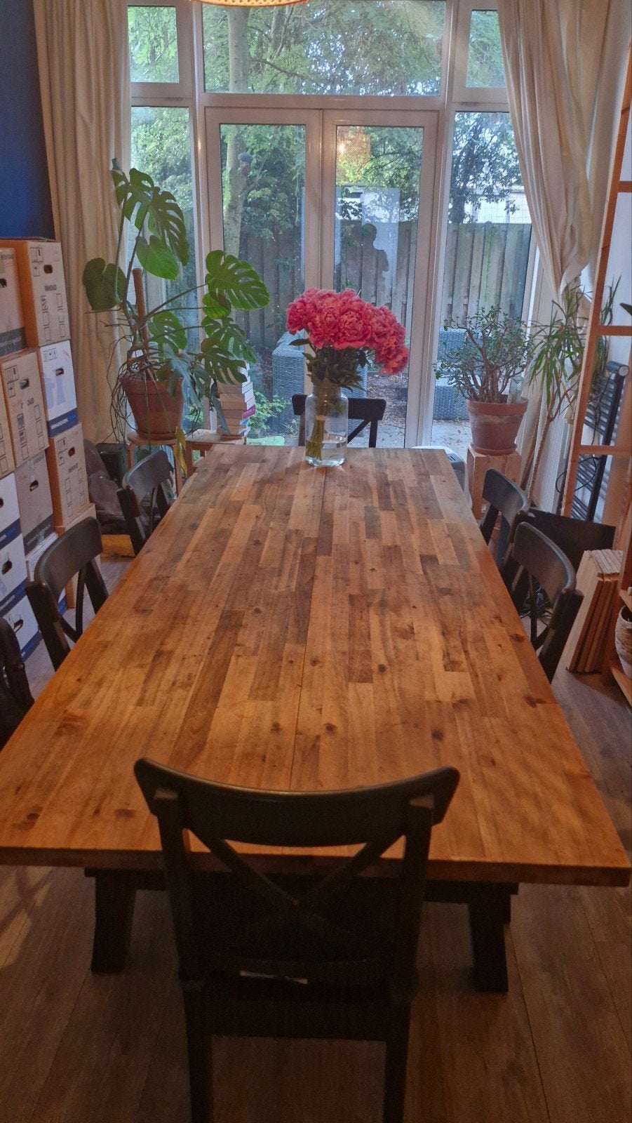 IKEA Skogsta Eettafel - Acacia/Zwart - 235x100 cm, Ophalen, Gebruikt, 100 tot 150 cm, Modern, Scandinavisch