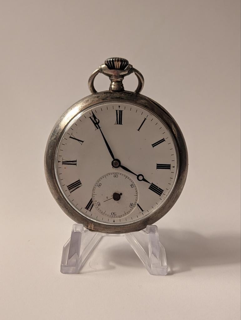 Omega Zakhorloge - "Mint Dial" - 0.800 Zilver - ca. 1895, Ophalen of Verzenden
