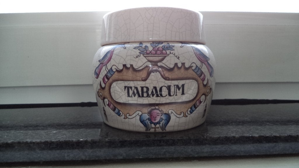 Porselein pot tabacum., Meerkleurig, Overige stijlen, Ophalen of Verzenden, Zo goed als nieuw