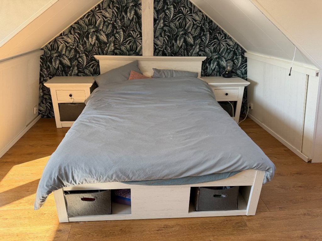 Bed, Ophalen, Gebruikt, Wit, Tweepersoons