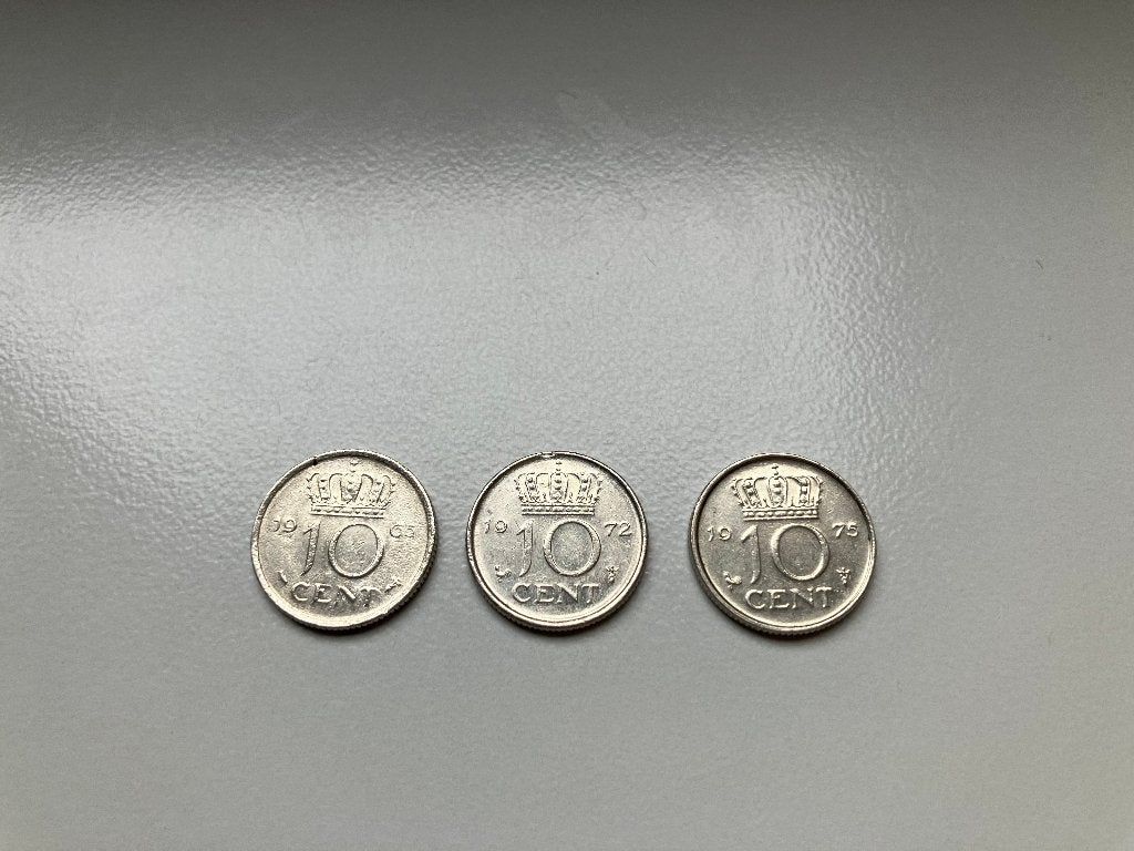 3 dubbeltjes 1965 -1972 - 1975  , Ophalen of Verzenden, Koningin Juliana, 10 cent, Losse munt