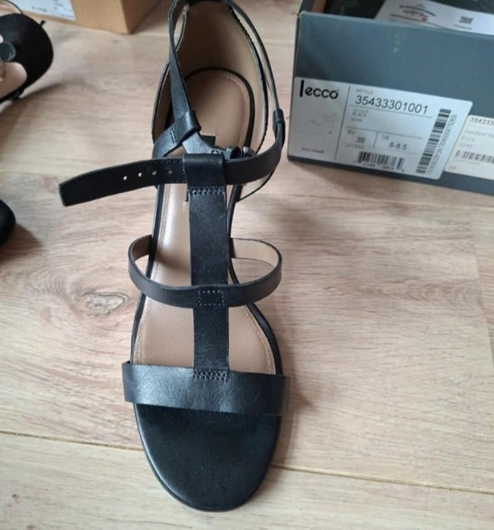 ECCO sandalen hakje, Ecco, Zwart, Zo goed als nieuw, Sandalen of Muiltjes