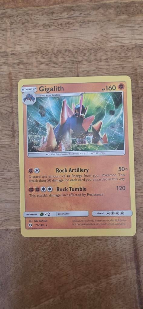 Pokémon Kaart Gigalith 71/149 - Sun & Moon Base Set, Ophalen of Verzenden, Nieuw, Losse kaart