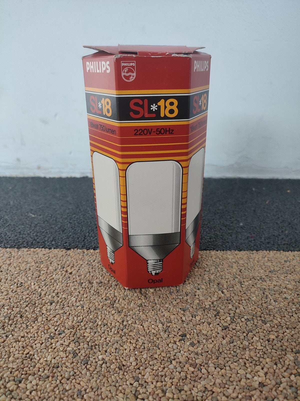 Vintage Philips SL*18 spaarlamp E27 18W 750 lumen, Wit, Philips, Nieuw, Glas