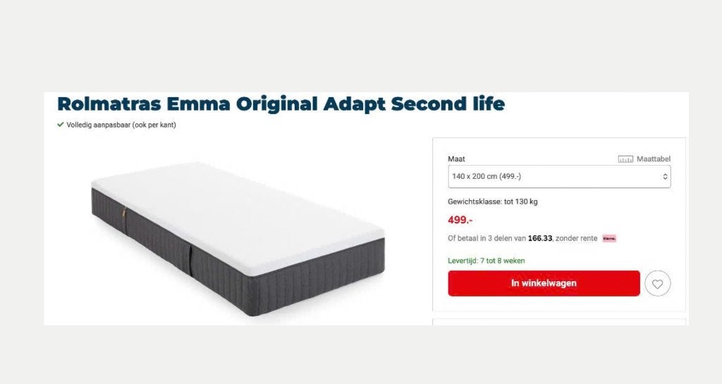 Matras Emma original 140X200, Ophalen, Overige materialen, Eenpersoons, Wit