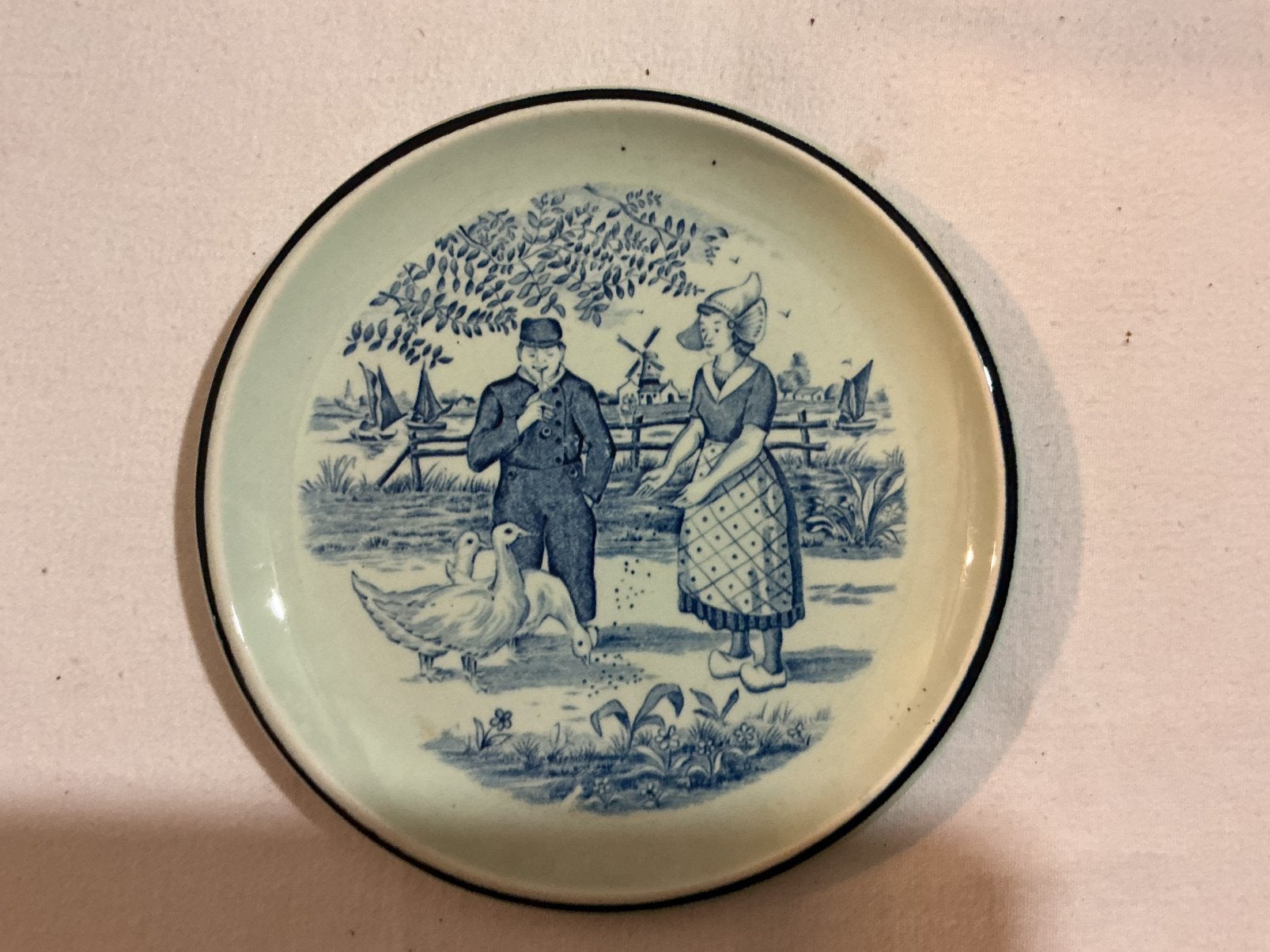 Antiek bordje boer/boerin Boch, Antiek en Kunst, Antiek | Wandborden en Tegels, Ophalen of Verzenden