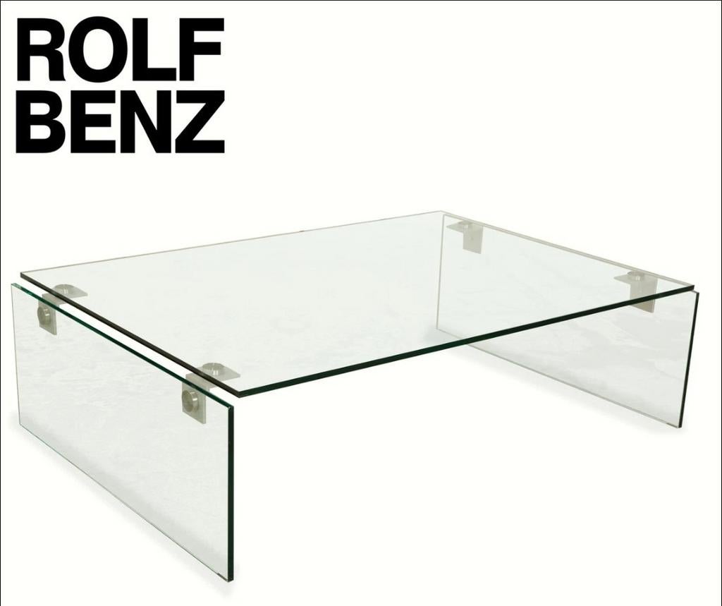 Rolf Benz design glazen salontafel 100 x 100, Ophalen of Verzenden