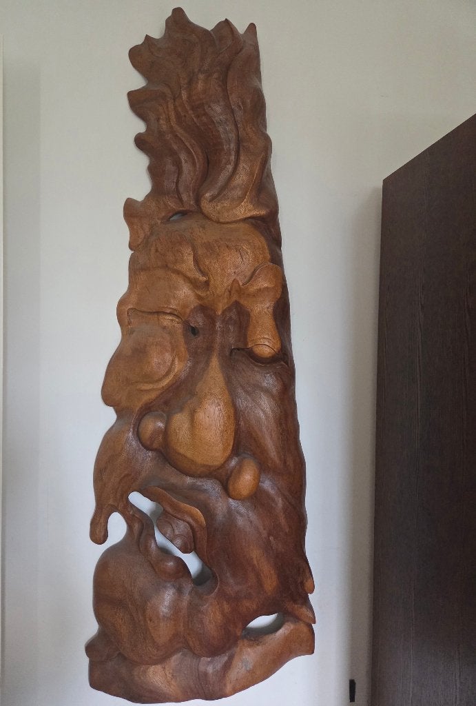 Houten hoofd en paal, Antiek en Kunst, Ophalen, Hout, Houtsnijwerk