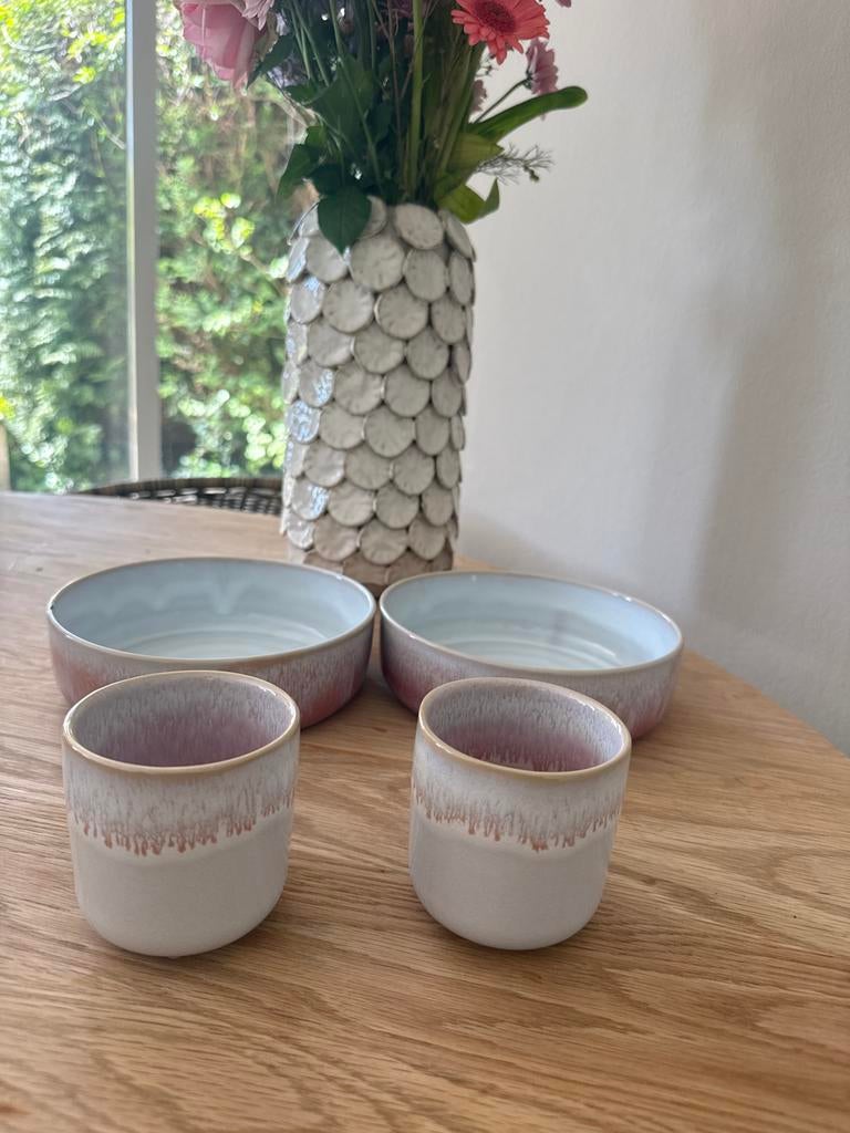 Motel a Miio - 2 kommen en 2 koffiekopjes keramiek, Keramiek, Nieuw, Ophalen of Verzenden, Kom(men)