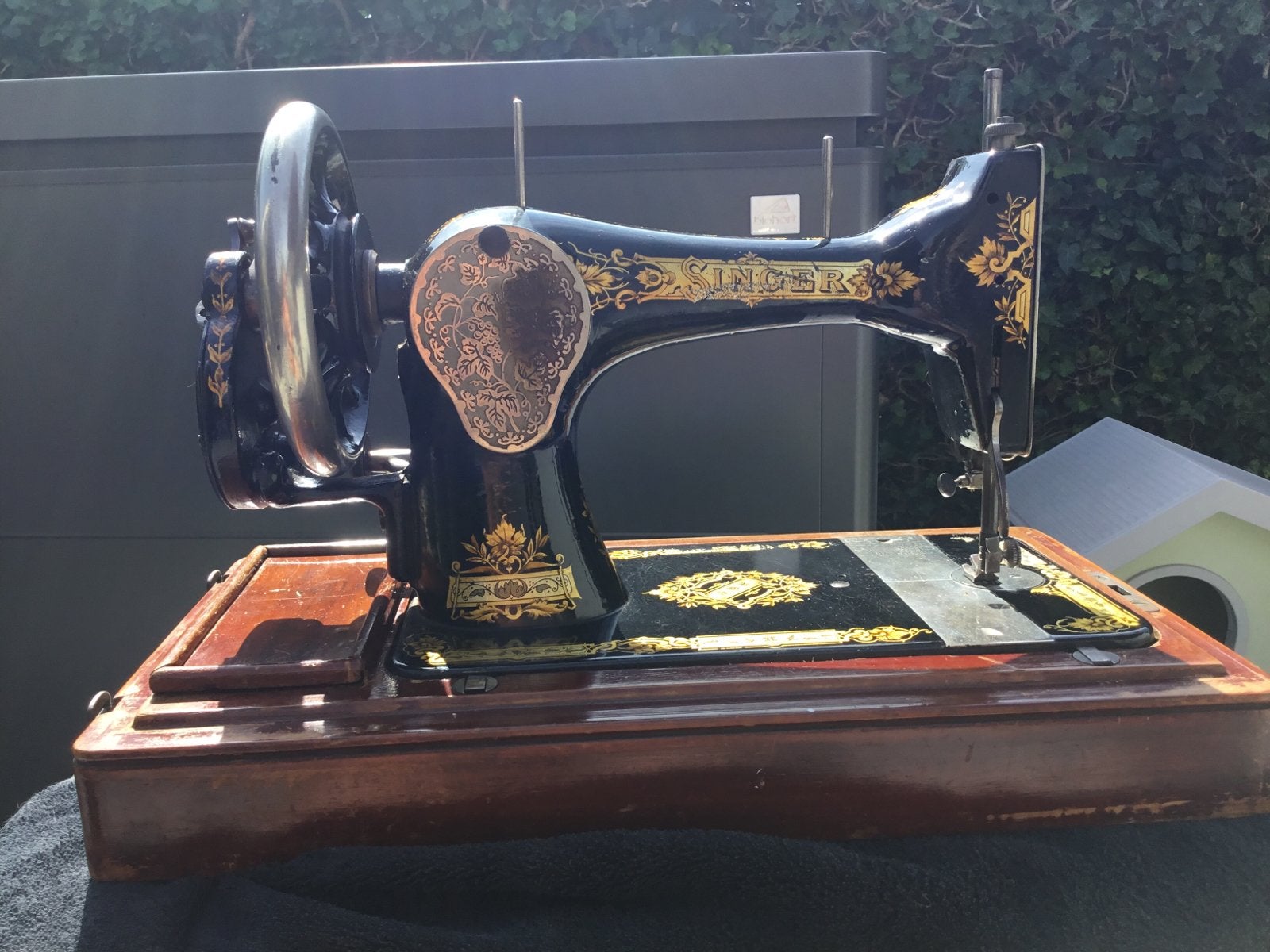 Antieke Singer Naaimachine met Houten Koffer - Model 128, Antiek en Kunst, Antiek | Naaimachines, Ophalen of Verzenden