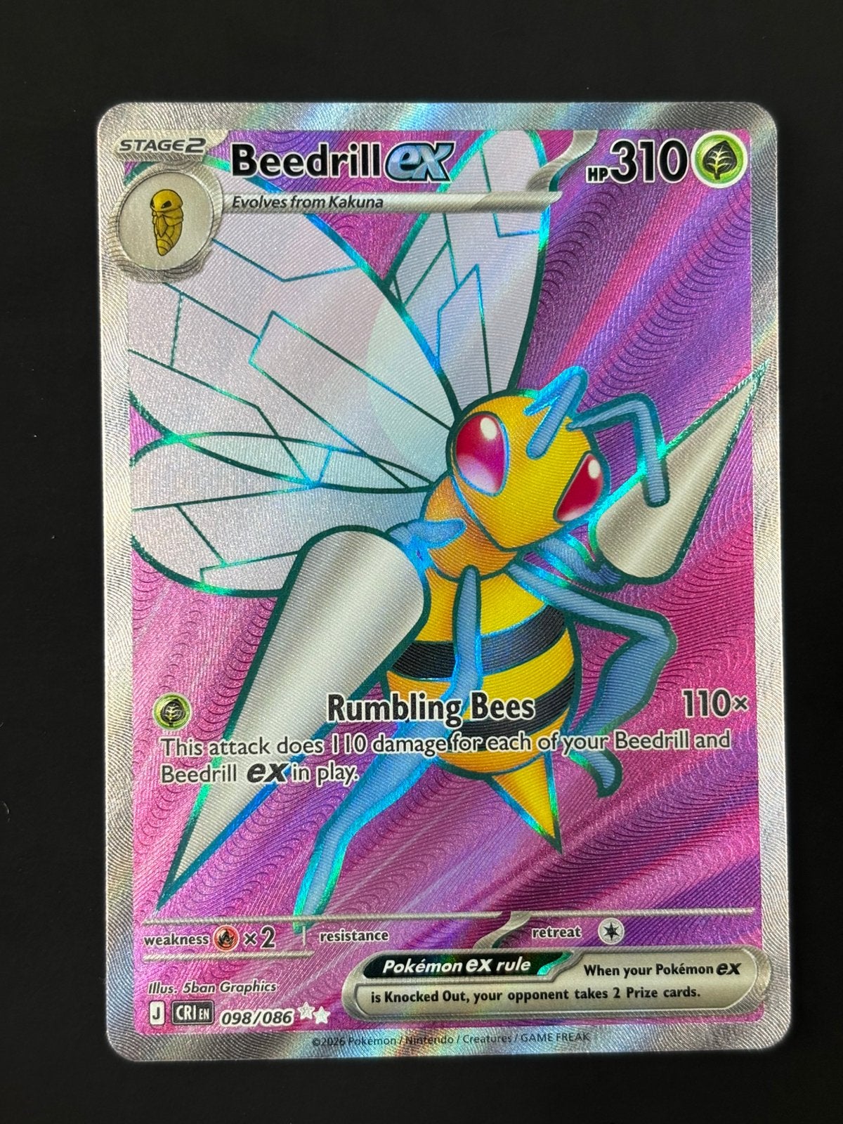 Pokemon Beedrill Ex 098/086 - uitstekende staat, Ophalen of Verzenden, Zo goed als nieuw