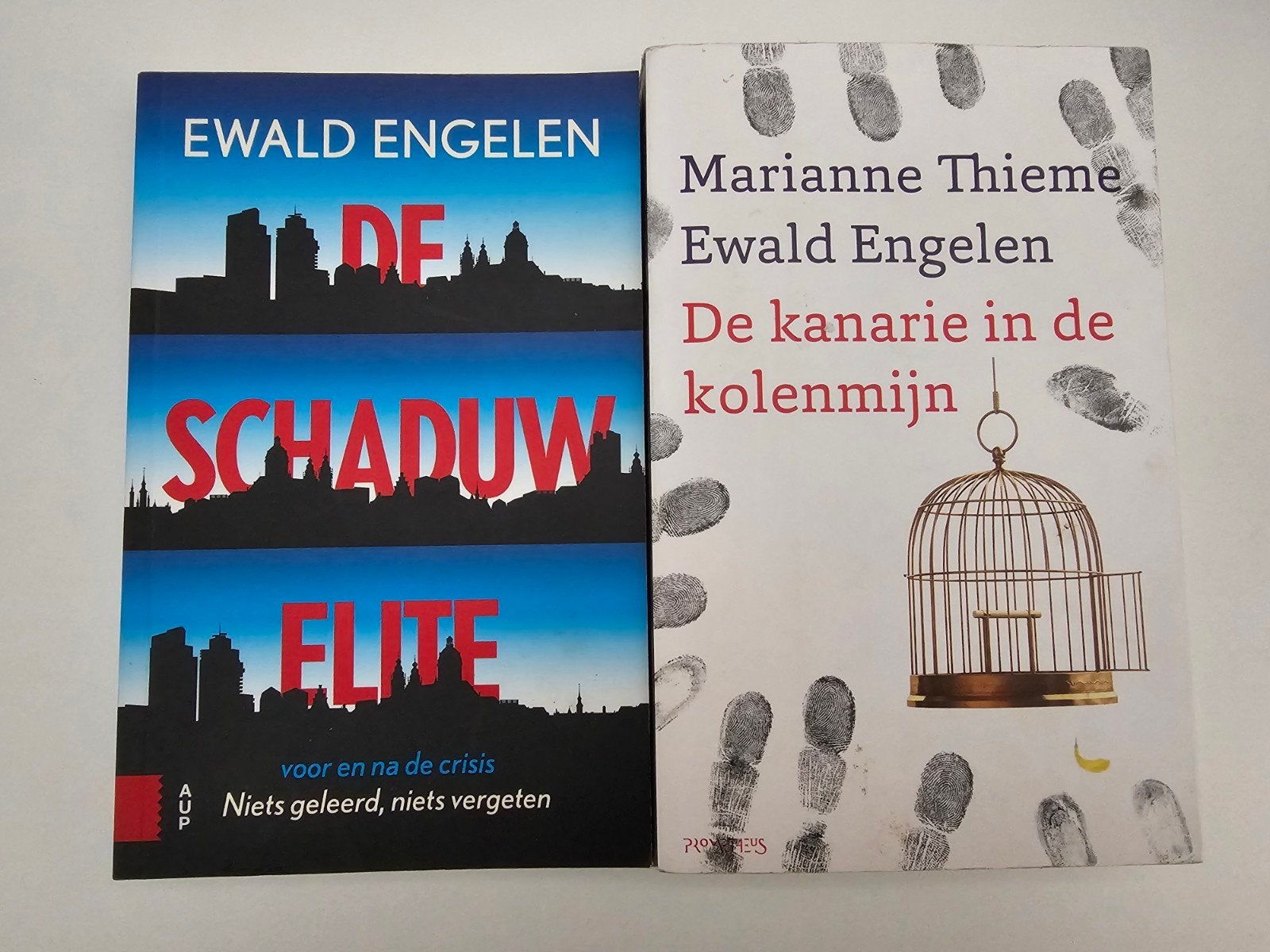 2 boeken: De Schaduw Elite & De kanarie in de kolenmijn, Ophalen of Verzenden, Gelezen, Ewald Engelen, Marianne Thieme