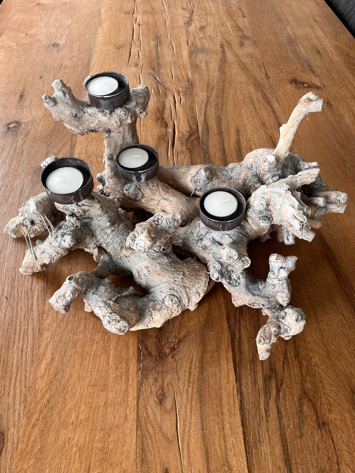 Waxinelichtjes houder, Ophalen, Beige, Zo goed als nieuw, Hout