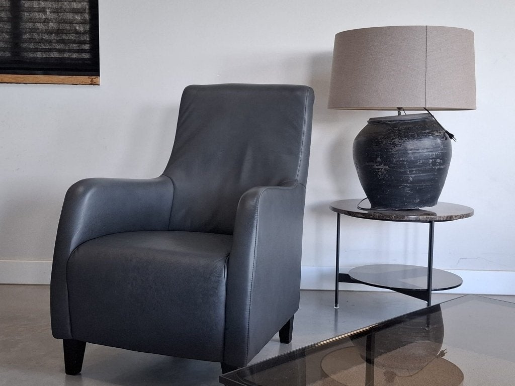 Gelderland leren fauteuil blauwgrijs – zo goed als nieuw, Industrieweg 15, 4104 AP Culemborg, Nederland, Ophalen of Verzenden