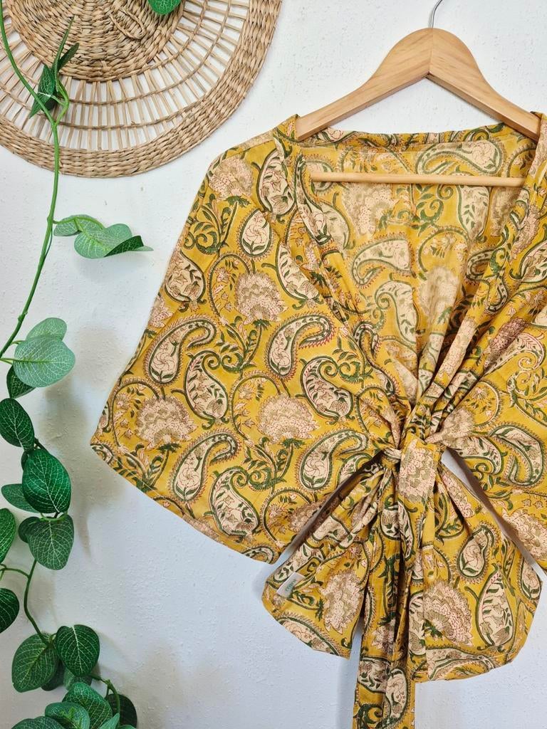 Handgemaakte kimono van blockprint India katoen allsize, Kleding | Dames, Maat 46/48 (XL) of groter, Nieuw, Ophalen of Verzenden