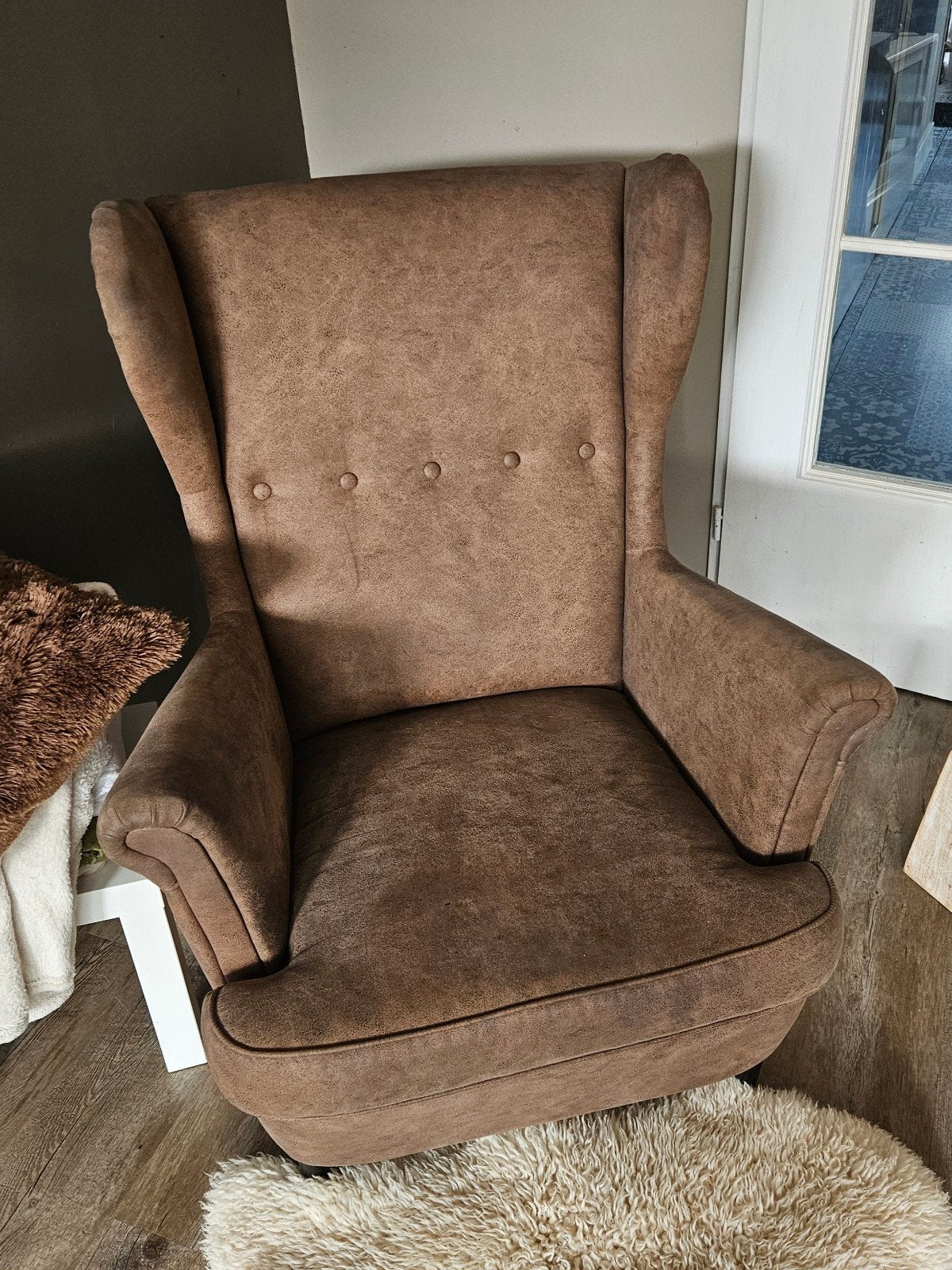 Bruine strandmon stoel IKEA - heerlijk zitcomfort, Ophalen, Gebruikt, Stof