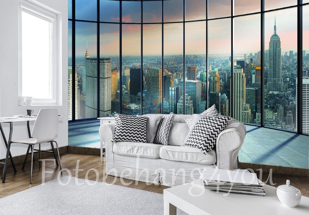 New York fotobehang uitzicht kantoor 3D - Fotobehang4you, Verzenden, Fotobehang