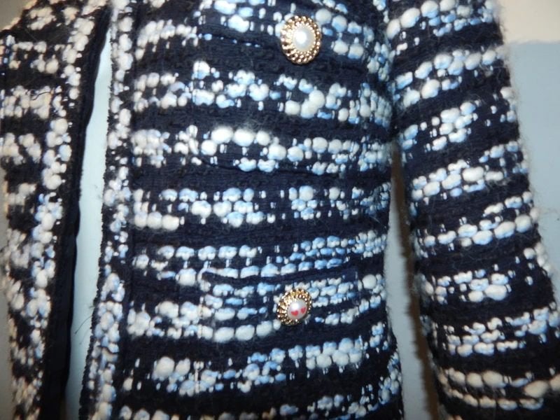 Edward Achour Paris chique blazer boucle look sier knopenI42, Zo goed als nieuw, Edward Achour Paris, Jasje, Maat 36 (S)