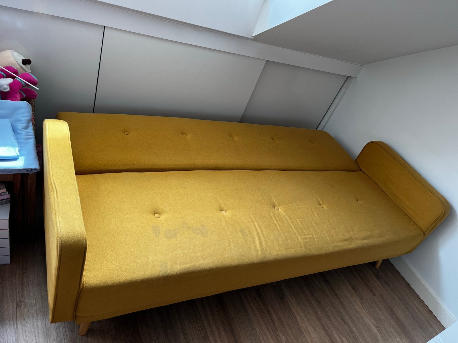 Gele slaapbank - Comfortabel en praktisch, Ophalen, Geel, Twijfelaar, 200 cm