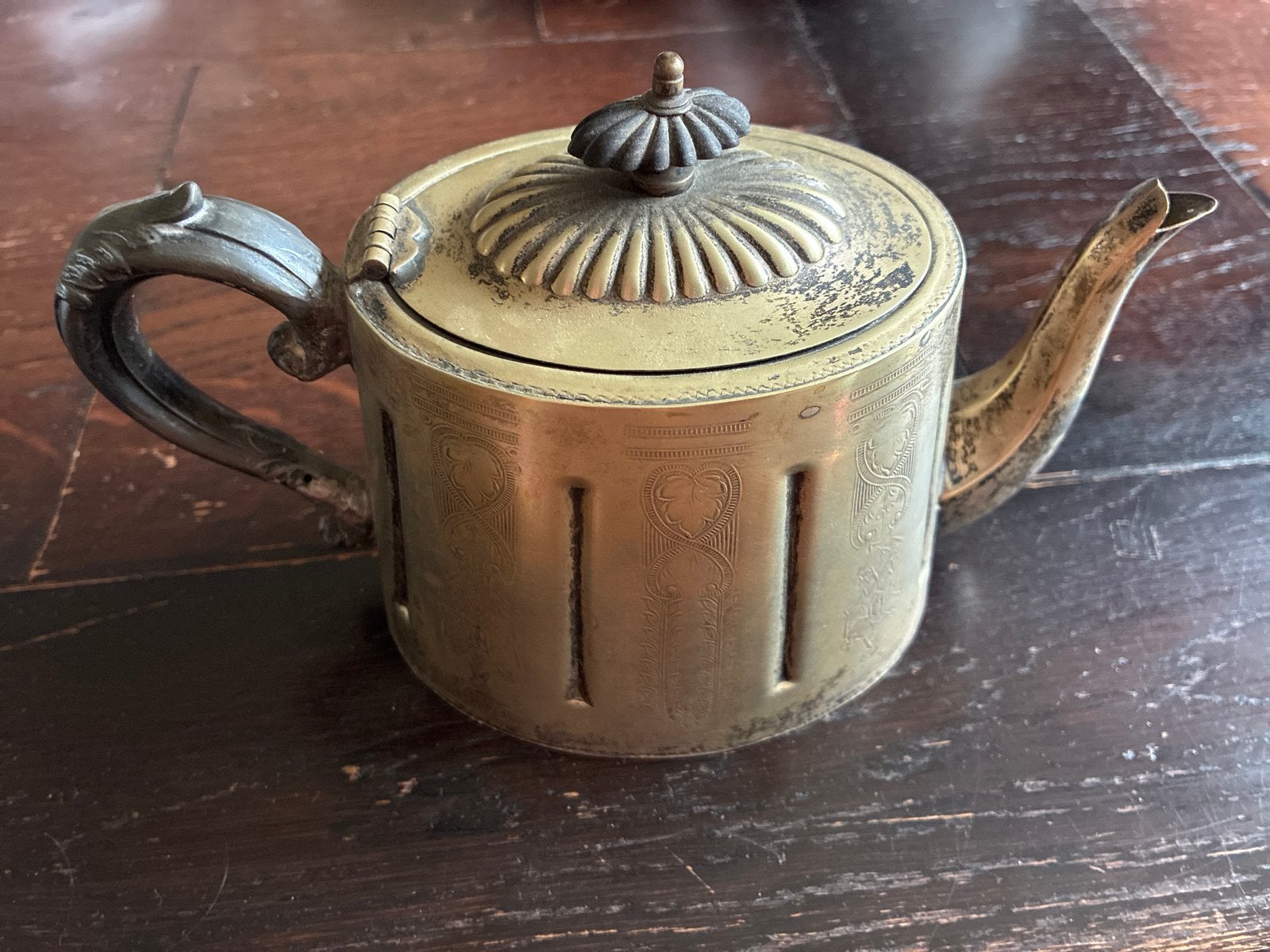 Antieke EPNS theepot met geharde metalen fittingen, Ophalen of Verzenden