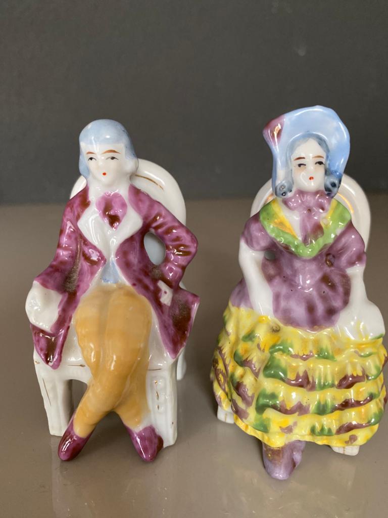 Set van 2 vintage porseleinen mini beeldjes, Verzamelen, Beelden en Beeldjes, Ophalen of Verzenden, Zo goed als nieuw, Dier