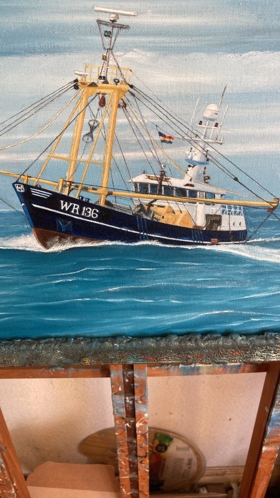 Olieverfschilderij WR136 Nova Victoria, Antiek en Kunst, Kunst | Schilderijen | Klassiek, Ophalen, Maritiem / water, Doek, Realistisch