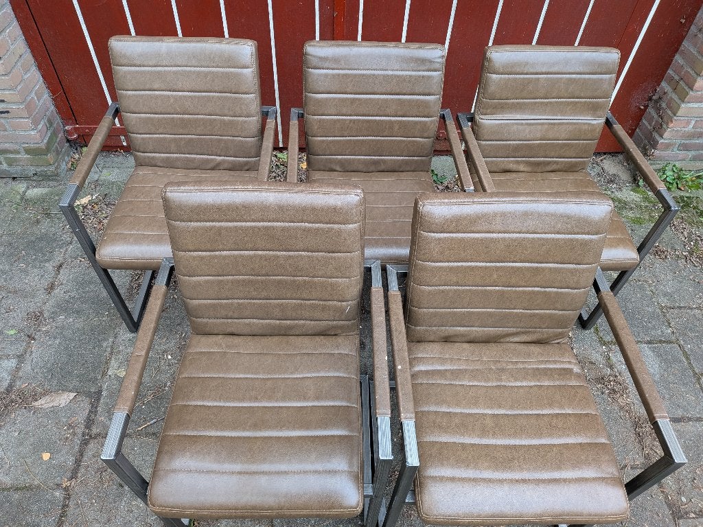 5x eettafel stoelen (nepleer), Ophalen, Gebruikt, Grijs, Vijf, Zes of meer stoelen