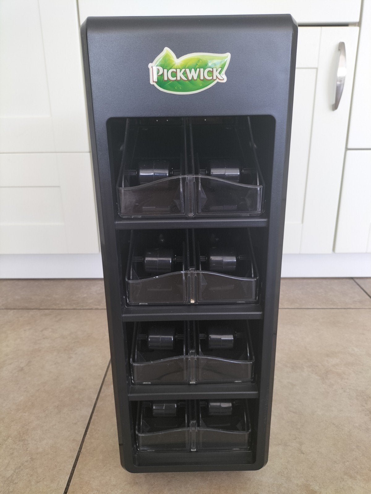 Pickwick theedoos / theedispenser - Zwart, Ophalen, Gebruikt, Kunststof, Zwart